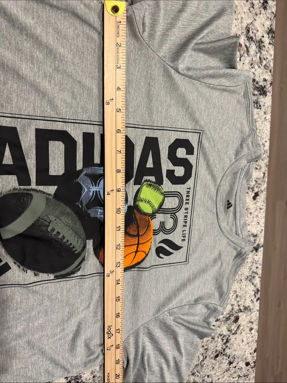 adidas Grey Short-Sleeve Tee with Multi-Sport Graphic
